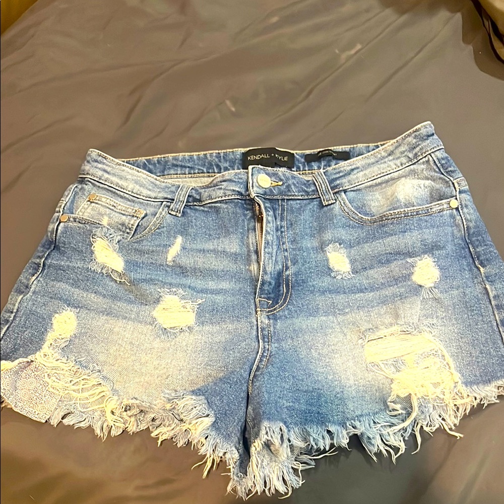 Kendall & Kylie Blue Distressed Denim Cut-Offs